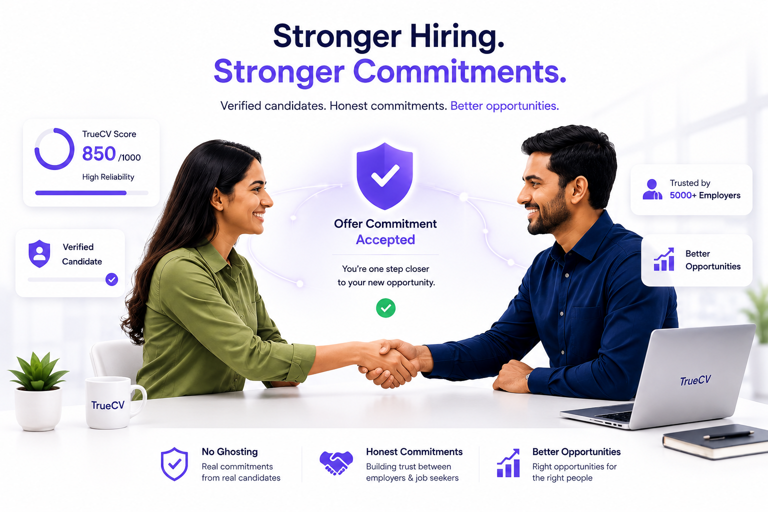 TrueCV Recruitment Handshake Visual representation